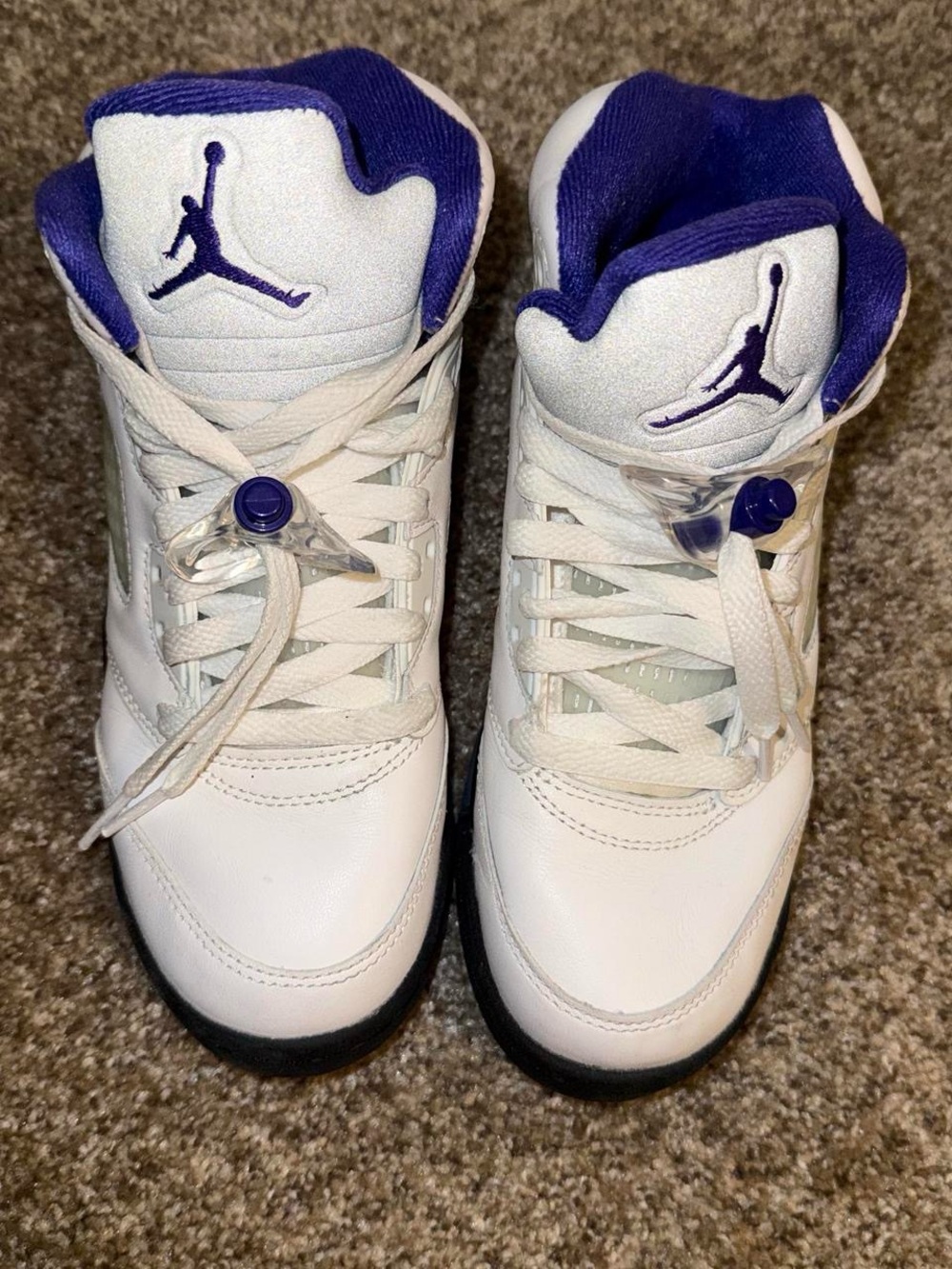 Jordan Kids White and Purple High-Top Sneakers